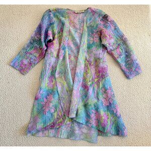 Dinah Lee Sheer Duster Jacket Floral Watercolor Boho Kimono Coveru